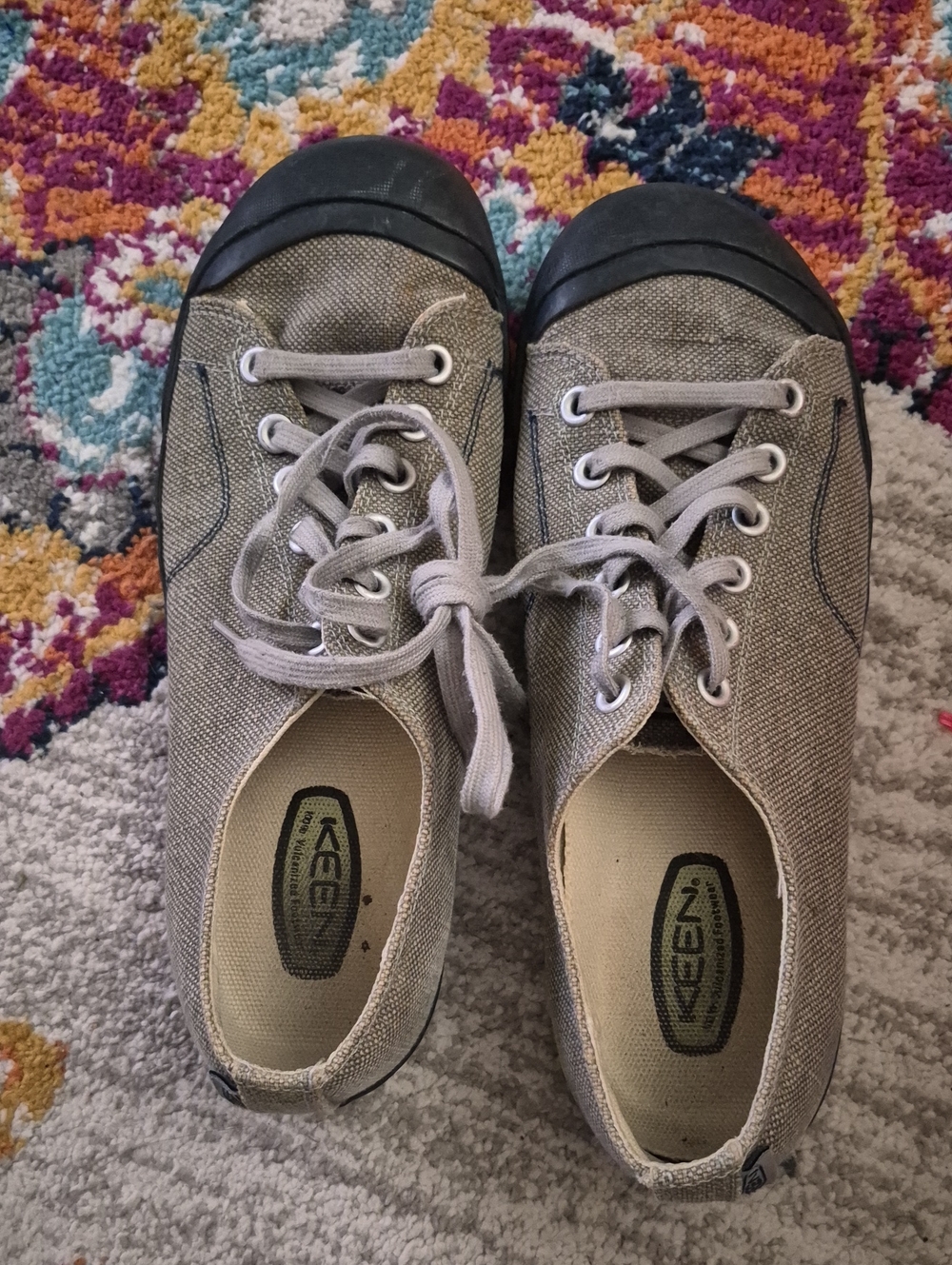 Keen Taupe Canvas Low-Top Lace-Up Sneakers with Box Toe